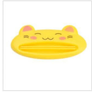 Cartoon Bathroom Dispenser Toothpaste 1pc/lot Lovely Animal Tube Squeezer Easy Squeeze Paste Dispenser Roll Holder 8.8*4cm - Color: Yellow cat