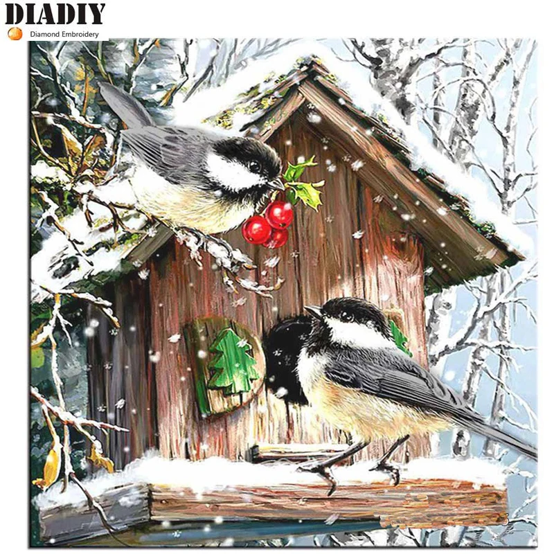 

DIY 5D Diamond Mosaic Diamond Painting Cross Stitch bird Christmas Kit Diamonds Embroidery round Drill Home Decoration