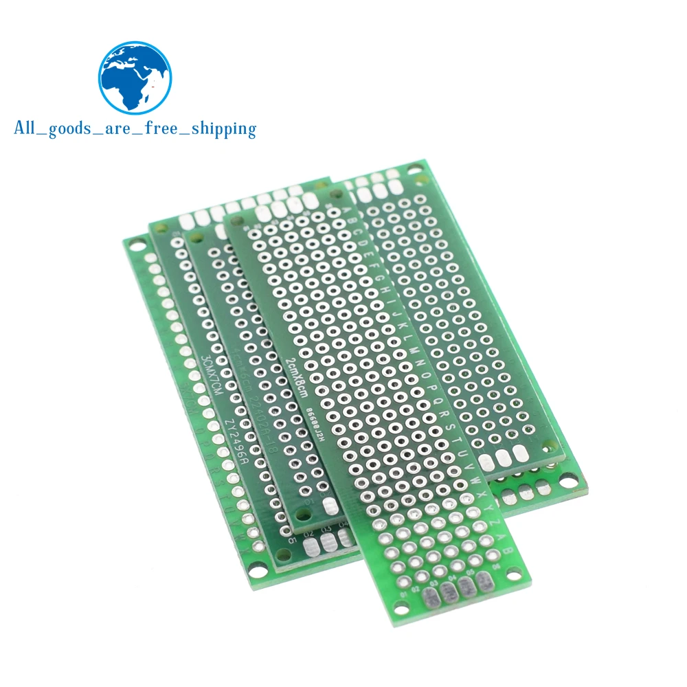

Dropshipping 4pcs 5x7 4x6 3x7 2x8cm double Side Copper prototype pcb Universal Board Fiberglass board for Arduino