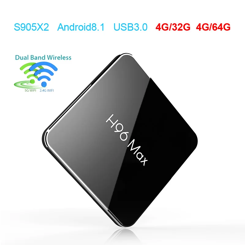 

New H96 Max X2 TV Box Android 8.1 Smart Set Top Box 4G32G 4G64G Amlogic S905X2 Quad Core Bluetooth 4.0 ARM Cortex A53 @2GHz WiFi