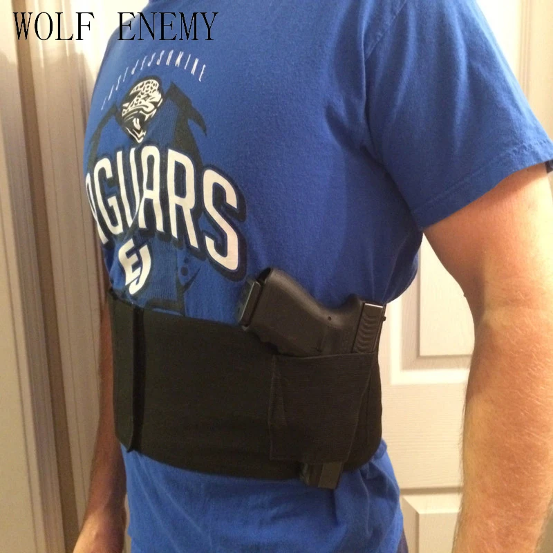 

TACTICAL ADJUSTABLE BELLY BAND WAIST PISTOL GUN HOLSTER & 2 MAG POUCHES