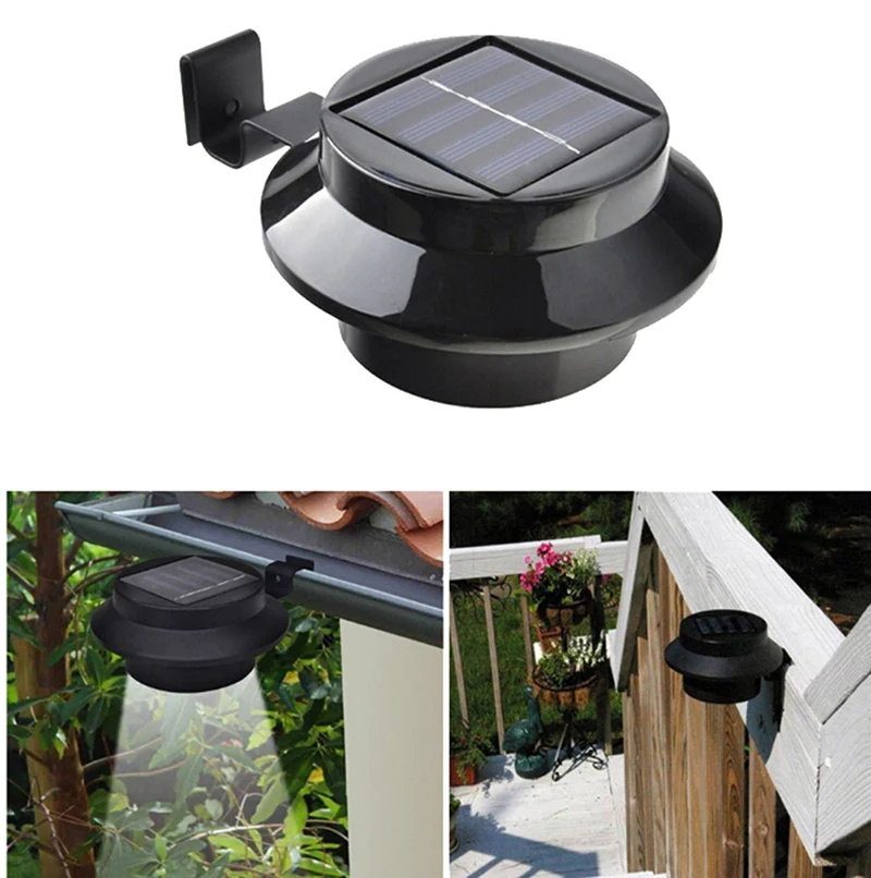 3 LEDs Solar Lamp Outdoor Path Wall Lamp Security Spot Light Waterproof Solar Light Sensor Street Light for Fence Gutter Garden