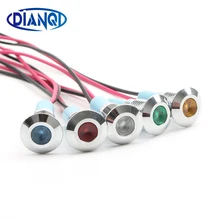 Светодиодный металлический индикатор светильник 8 мм водонепроницаемый сигнальный светильник Точечный светильник с проводом красный желтый синий зеленый белый 8ZSD. X