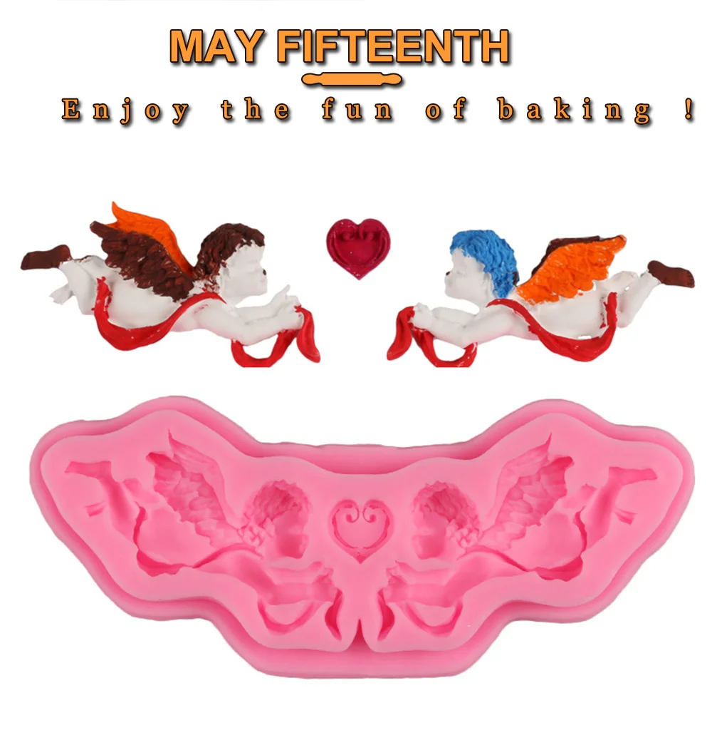 3D Angel Cupid Silicone Mold Fondant Cake Decoration Tools Wings Decorative Cake Mold for Baking Pastry Sugarcraft mold 279 (1)
