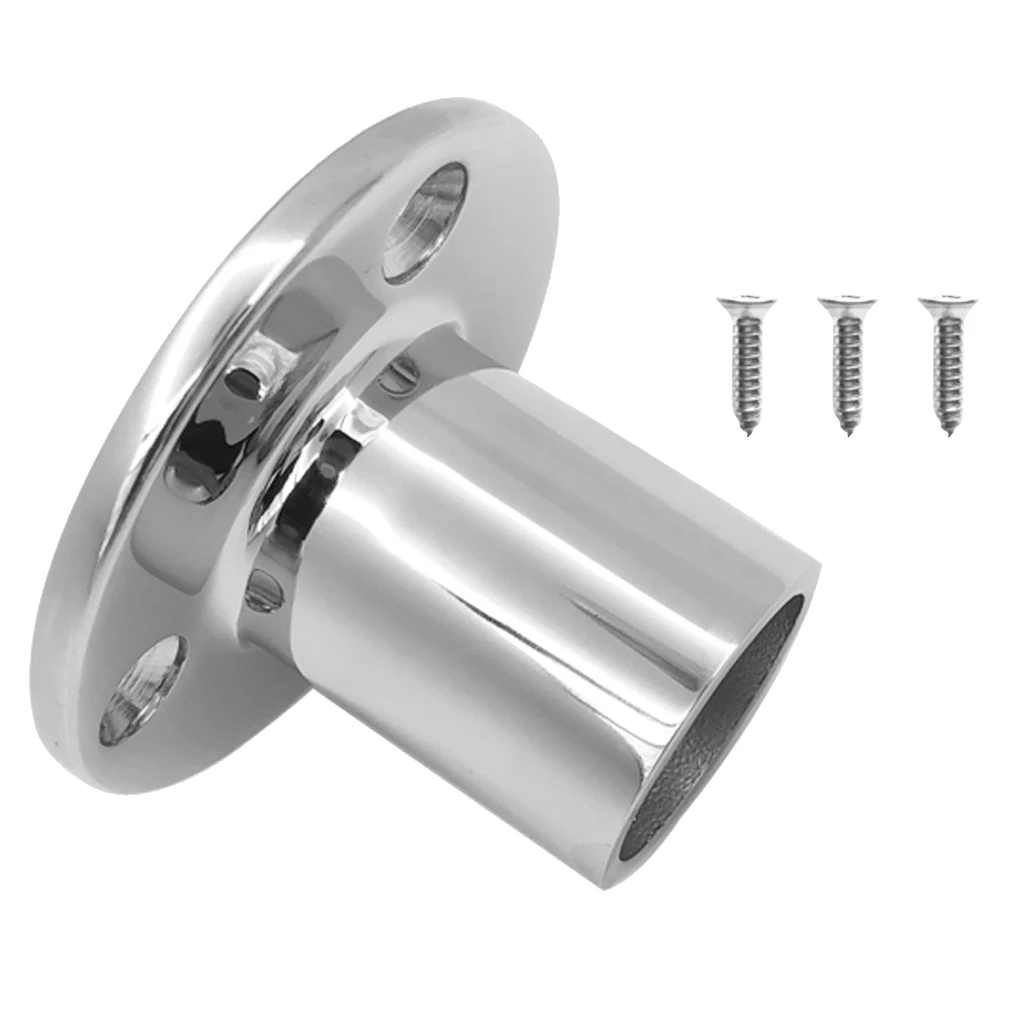 Stainless Steel Boat Hand Rail Fitting 25mm 90 Degree Round Stanchion Base