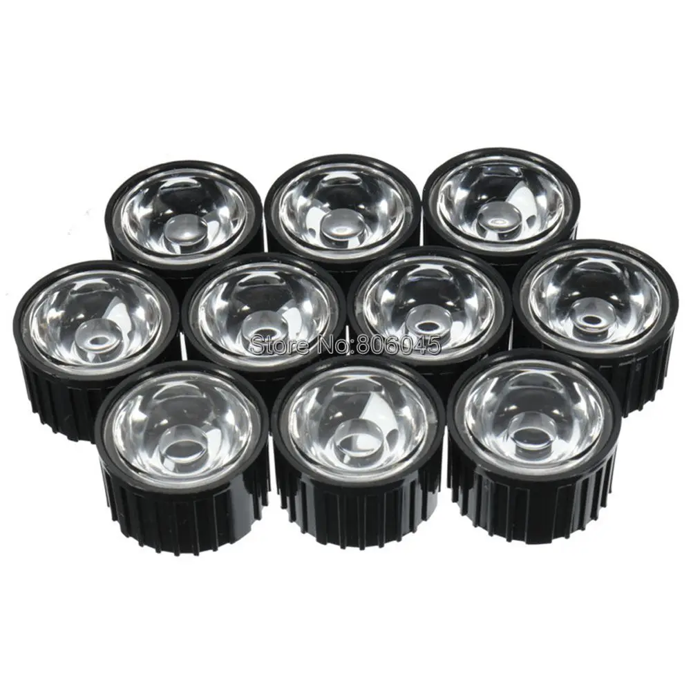 10pcs 30°led Lens for 1W 3W 5W Hight Power LED with 20mm White holder