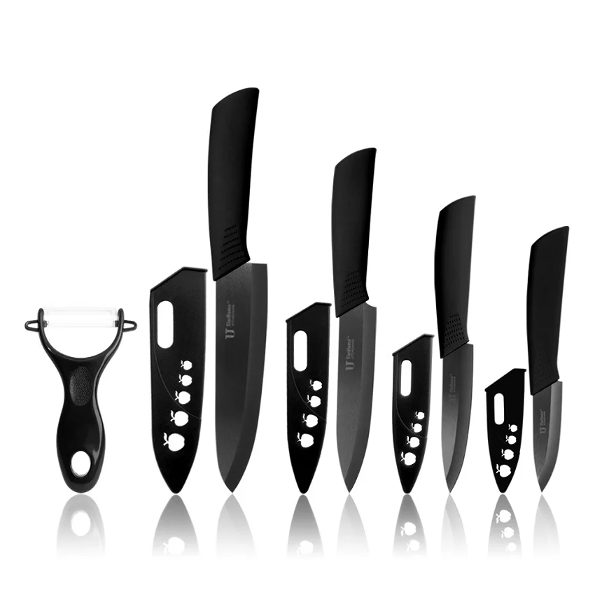 Набор ножей OLOEY, набор керамических ножей 3, 4, 5, 6 дюймов, циркониевые керамические черные и белые лезвия для приготовления овощей, фруктов, шеф-повара, ножи