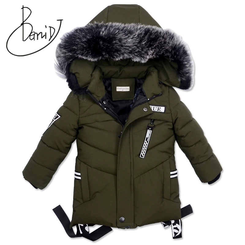 

2018 Fashion Warm Thickening Winter Fur Collar Child Coat Children Outerwear Windproof Baby Boys Girls Jackets For 2-5 Years Old
