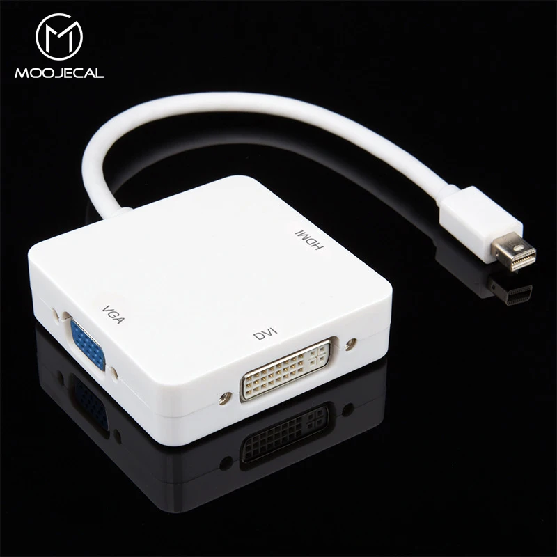 MOOJECAL New 3 in 1 Mini DisplayPort to HDMI VGA DVI triple mini DP adapter cable for Apple MacBook Pro Mac Book Air PC MOOJECAL New 3 in 1 Mini DisplayPort to HDMI VGA DVI triple mini DP adapter cable for Apple MacBook Pro Mac Book Air PC