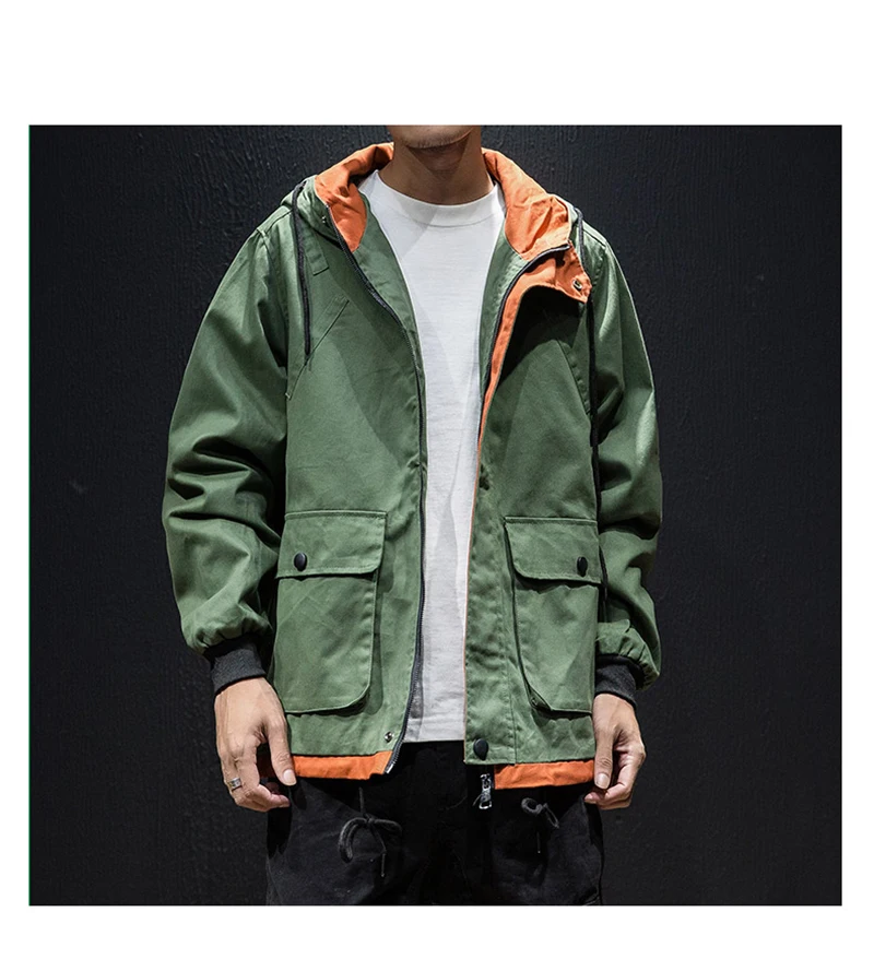 Army Green Trench Coat Men Korean Style Fashion Clothing Male Hooded Trench Coat Jacket Mens  (15)