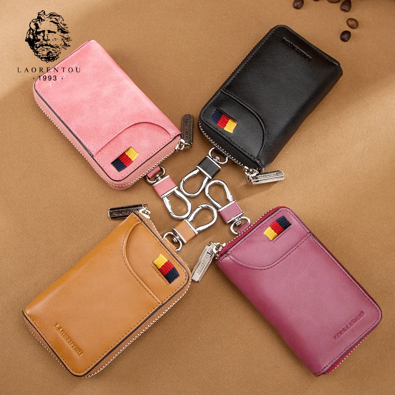 

LAORENTOU Brand Women Retro Zipper Fashion Key Wallets case Lady Solid Mini Wallets Small Card Holder Female Coin Purse Case