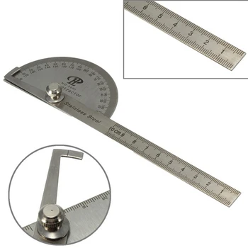 

Peerless 0-180 Degree Adjustable Angle Ruler Round Head Rotary Protractor Angle Finder School Office Arm Measuring Ruler Tool
