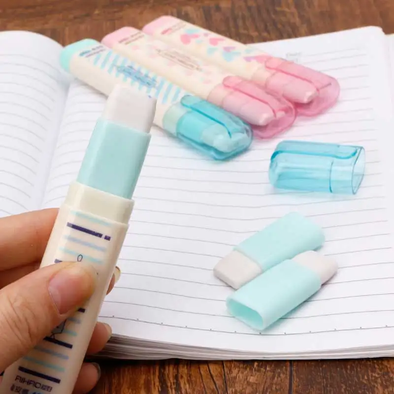 Pencil Eraser Cute Mini Heart Flower Rubber Eraser Kawaii Stationery School Gift For Kids Pencil Erasers Correction Supplies Escolar