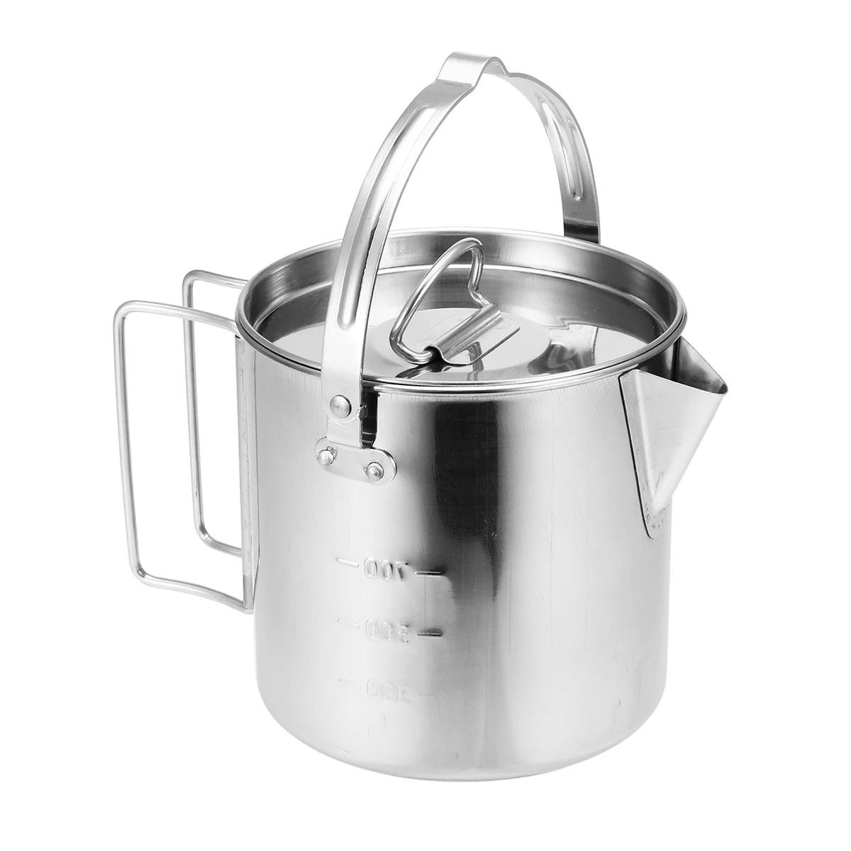 1.2L Acero inoxidable colgante al aire libre Pan Pot tetera cafetera hervidor acampar al aire libre Picnic utensilios de cocina hervir el agua Cocina
