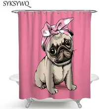 Детская занавеска для душа собака розовая девушка ванная штора rideaux душ бульдог Ingles занавеска душ водонепроницаемый ткань милый питомец
