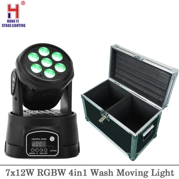 

LED 7x12W RGBW Strobe Follow The Sound Voice DMX Control stage light effect DJ Lighting equipment with flight case (2pcs/lot)