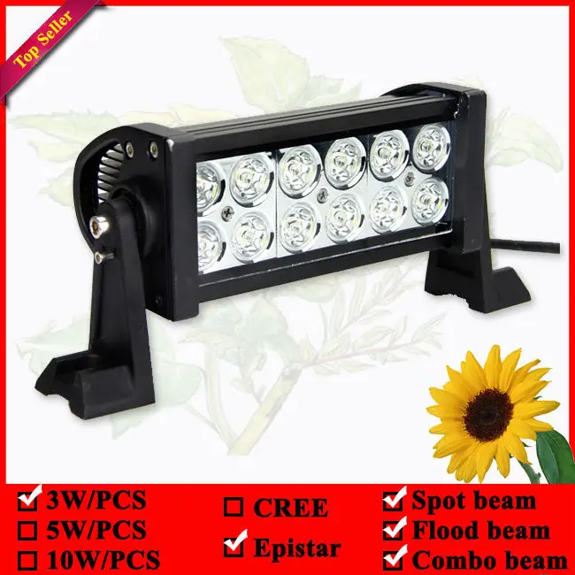 2x 7INCH 36W FLOOD LED WORK LIGHT BAR OFFROAD ATV FOG TRUCK SUV 4WD 12V VS SPOT