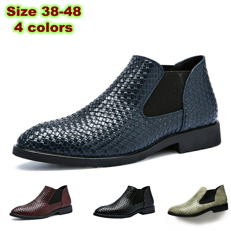 

Spring Autumn Men's Boots Fashion Ankle Boots Winter High Quality Vintage Men Slip-On Shoes Plus Size 38-48 NMB05