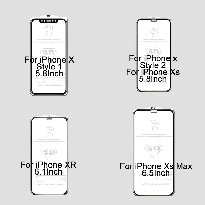 5D закаленное стекло для iPhone Xs Max, 6,5 дюймов, защита экрана, полное покрытие, Защитное стекло для iPhone X, Xr, Xs, Xs, Max