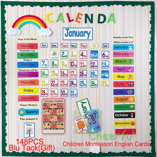 148 Pcs/ensemble Date Mois Vacances Calendrier Temps Mur