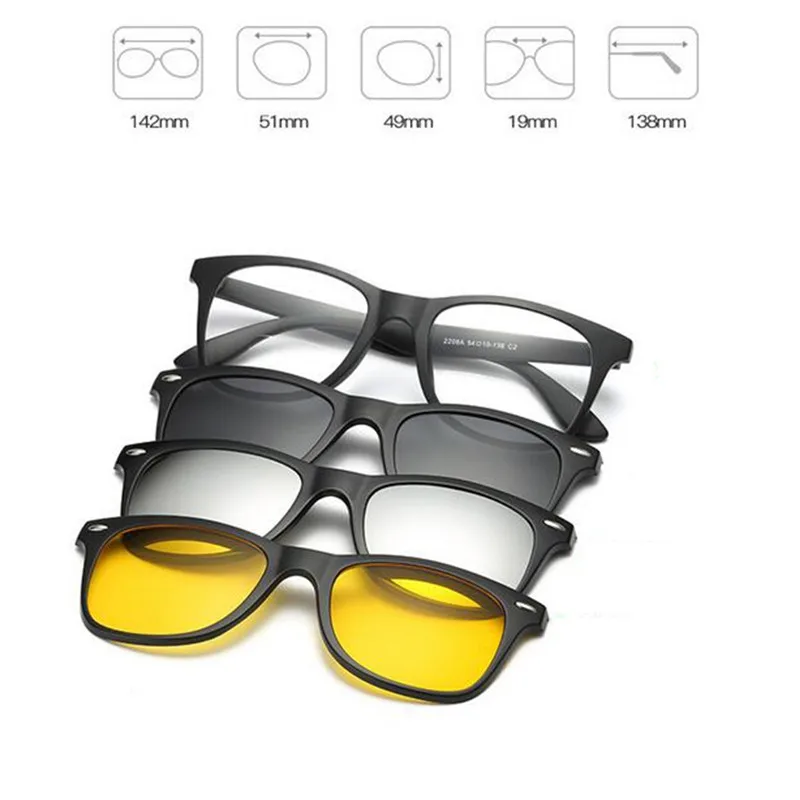 IMIXLOT 1 комплект мужские Поляризованные магнитные клип очки TR мужские на прищепке, для вождения на солнцезащитных очках магнит Повседневная близорукость - Цвет линз: D