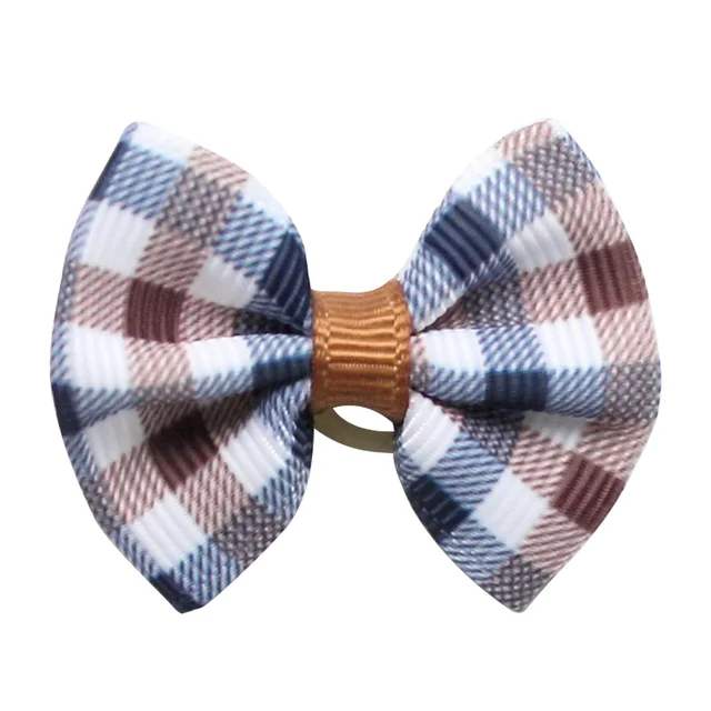 100 Pcs Handmade  Dog Bow  Plaid Ribbon Pattern Dog Grooming  Hair Bow 6029028 Pet Accessories Wholesale