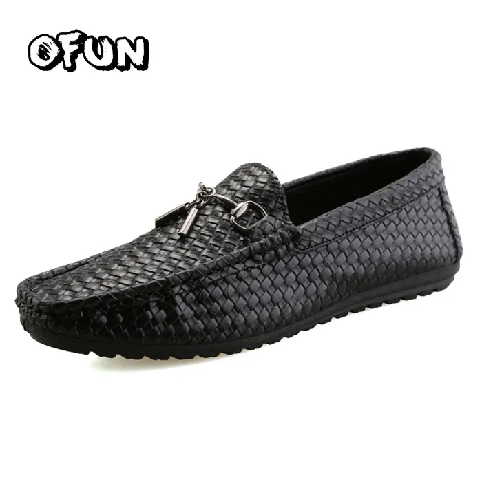 Discount sale men velvet loafers Woven texture slip on flat tassel casual shoes driving ...