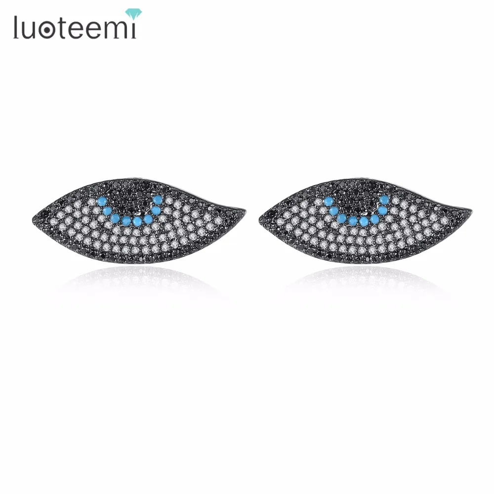 LUOTEEMI новые милые маленькие серьги-гвоздики в форме глаз черные синие прозрачные