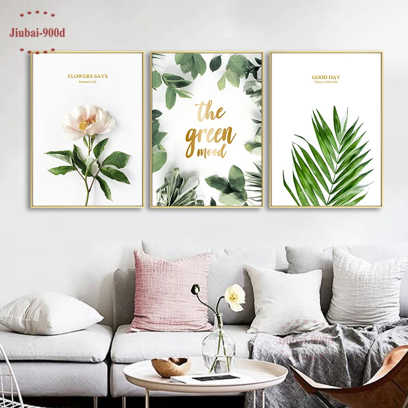 

Green Leaves Flower Pictures Canvas Painting Green Plant Nordic Posters and Prints Decorative Wall Art Modern Home Decoration