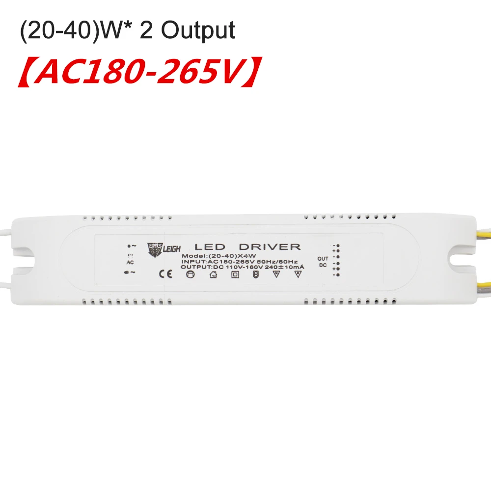 AC85-265V светодиодный драйвер три цвета постоянный ток 300 мА выход 1-60 Вт переменный светильник источник питания внешний или светодиодный потолочный светильник - Цвет: (20-40)W x2