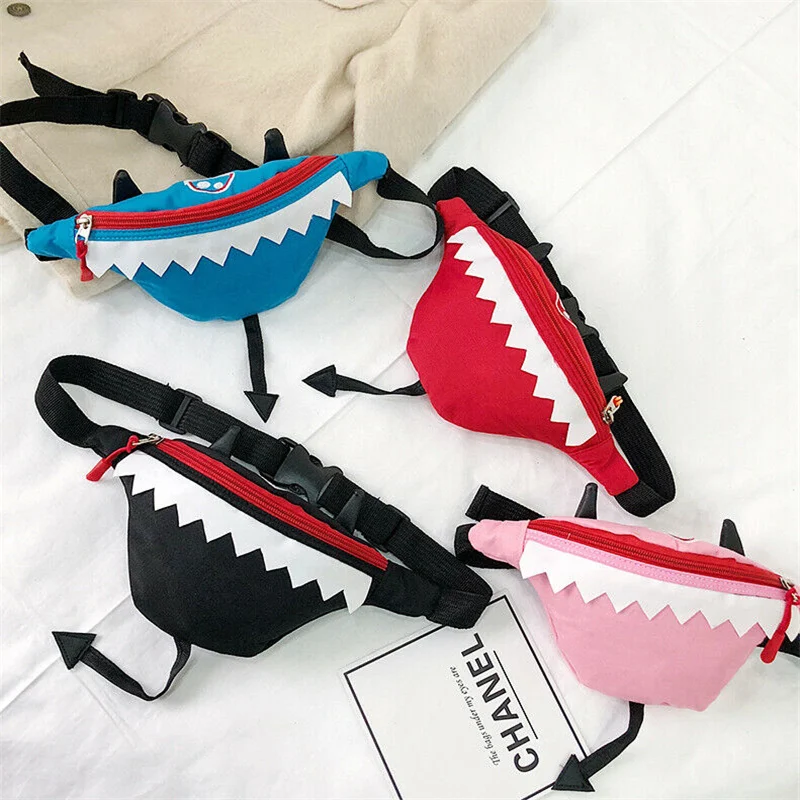 

Fashion Shark Fanny Pack Boy Girl Canvas Waist Bag Cartoon Shoulder Belt Bags Kids Waist Packs Chest Bag Money Wallet