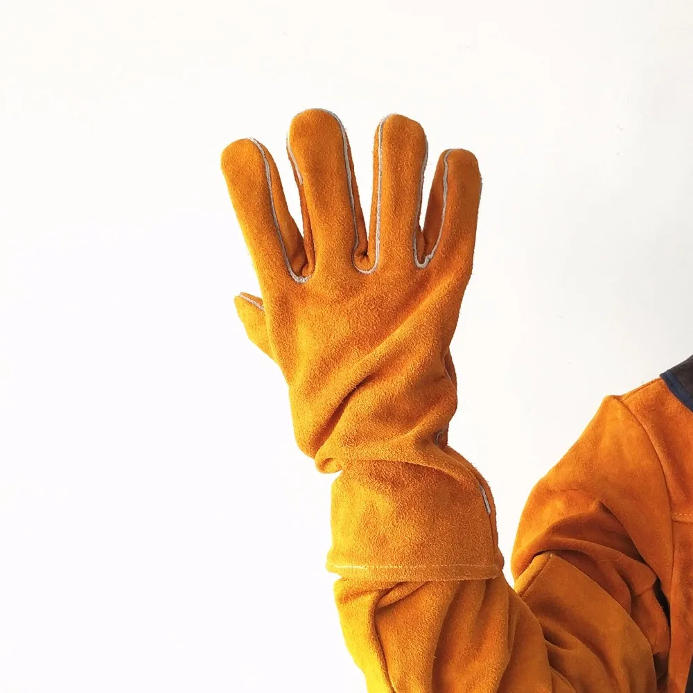 Сварочные перчатки 14 "35 см спилок яловая кожа сварочные перчатки усиленный палец ладонь CE сертификат Золотой MIG/Stick сварочные перчатки