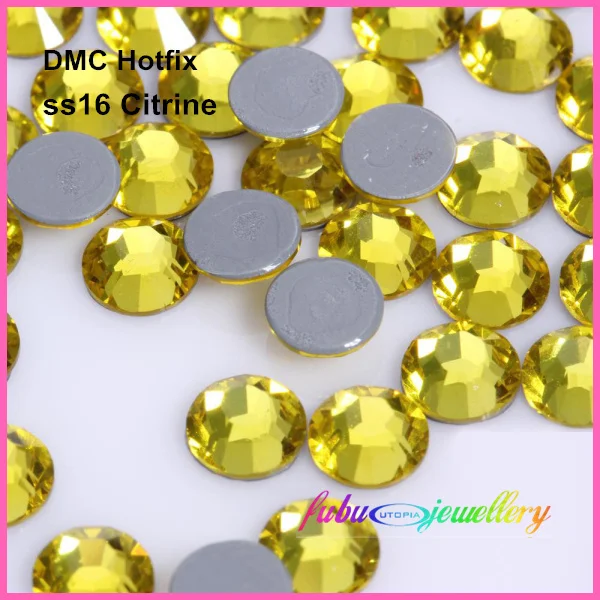 

Free Shipping! 1440pcs/Lot, ss16 (3.8-4.0mm) High Quality DMC Citrine Iron On Rhinestones / Hot fix Rhinestones
