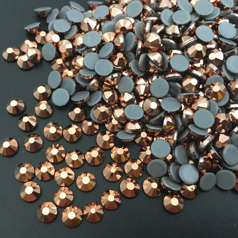 

AAAAA Top Quality Super Bling SS4~SS30 Rose Gold Color Hot Fix Stone Beads Flatback Iron On Hotfix Strass Rhinestone