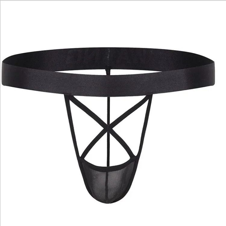 

Gay Men's Underwear Sexy Thongs Transparent Breathable Imitation Leather Jockstrap G-String Sexy Briefs Thin Mesh Underwear