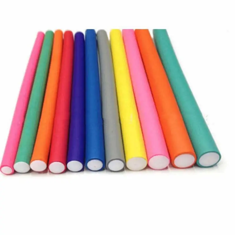 10pcs Soft Foam Sponge DIY Styling Hair Rollers Flexible Curler Bendy Twist Curls Tool Random Color