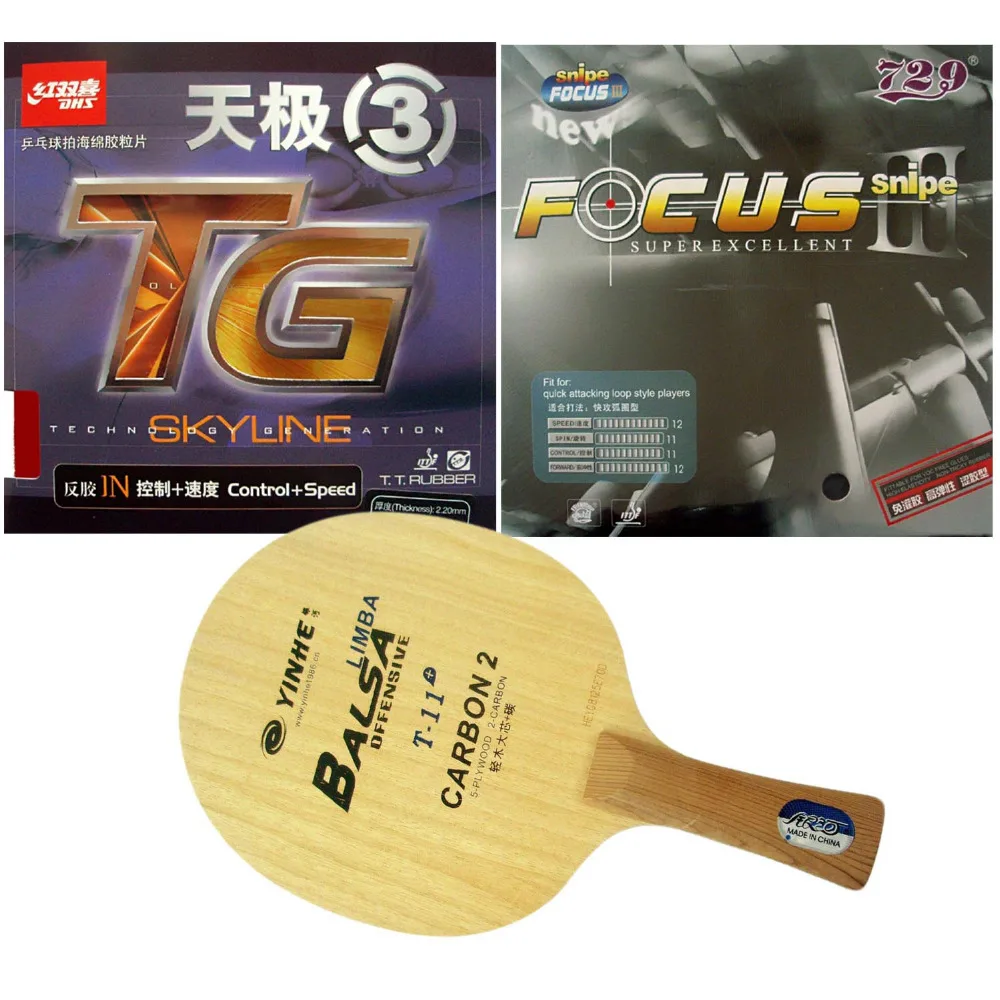 

Pro Table Tennis PingPong Combo Racket Long shakehand FL YINHE T-11+ with RITC729 FOCUS3 Snipe and DHS Skyline-TG3