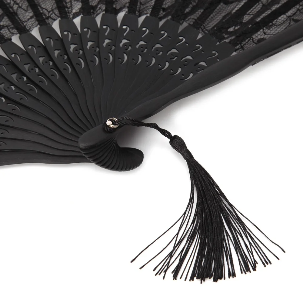 Винтажный элегантный кружевной узор для женщин ручной складной веер для домашнего декора свадебные мероприятия вечерние принадлежности подарок черный