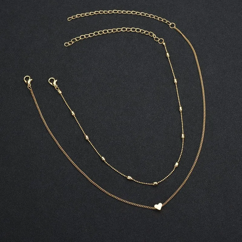 Новое многослойное маленькое сердце колье-чокер с Луной для женщин золотой цвет кулон с короткой цепью ожерелье ювелирные изделия подарок