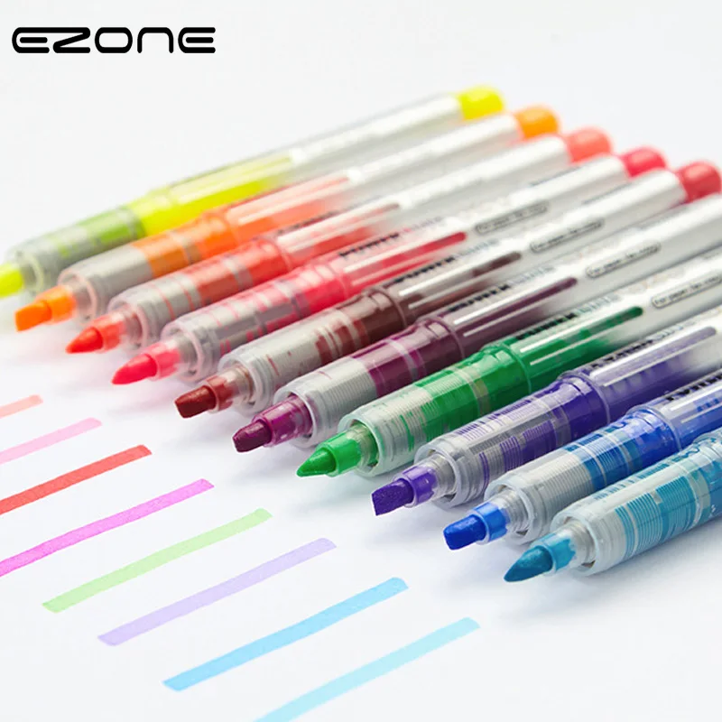 

EZONE 10 Colors Highlighter Pen Cute Candy Color Direct Liquid Fluorescent Pen Single Head Highlighters Mark Pen Office Supplies