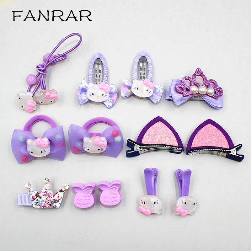 FANRAR прекрасный мультфильм розовый комплект украшений для детей кошачьи уши цветок аксессуары для волос ребенка бантом девушка день рождения подарки