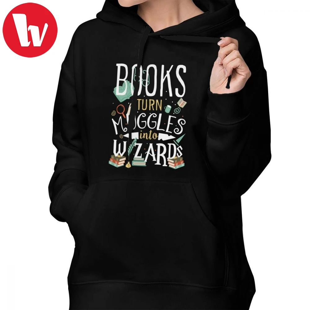 Muggle Hoodie Books Turn Muggles Into Hoodies Sexy Navy Blue Hoodies Women Street wear Printed Over Size Pullover Hoodie