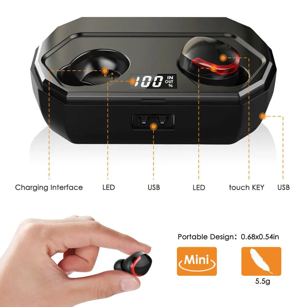 Leelbox наушники вкладыши TWS с R10 двойной V5.0 Беспроводной Bluetooth 3D стерео звук микрофон