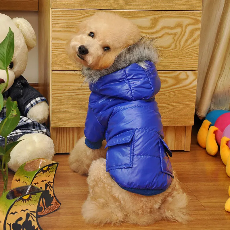 Winter Warm Cotton Pet Dog Coat Jacket Soft Costume Two Legs Jacket