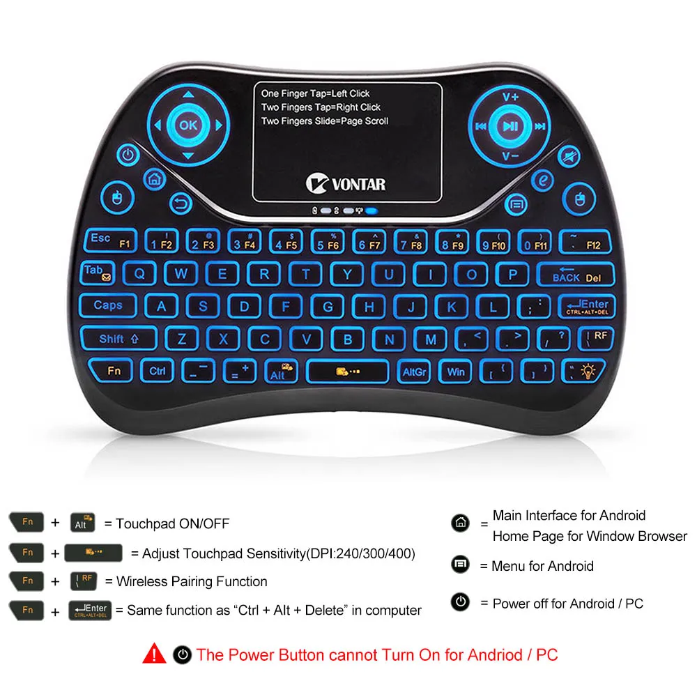 VONTAR TX2 Plus Air mouse QWTREY Keyboard 2,4G Беспроводная Мини-Клавиатура Тачпад Fly mouse с подсветкой Android tv BOX X96mini X96