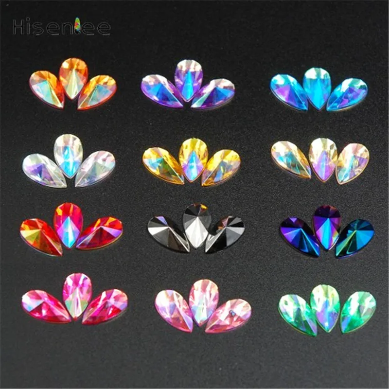 

High quality 8 * 13MM 100PCS 3D crystal clear fashion drop-shaped rhinestone super shiny rhinestone DIY nail art decoration