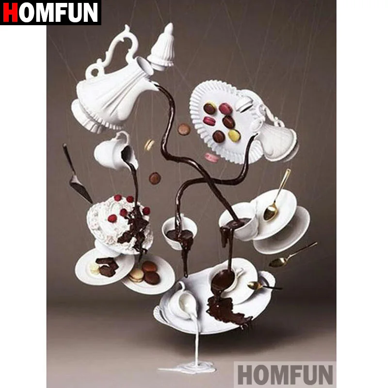 

HOMFUN Full Square/Round Drill 5D DIY Diamond Painting "Coffee cup pot" 3D Diamond Embroidery Cross Stitch Home Decor A20323
