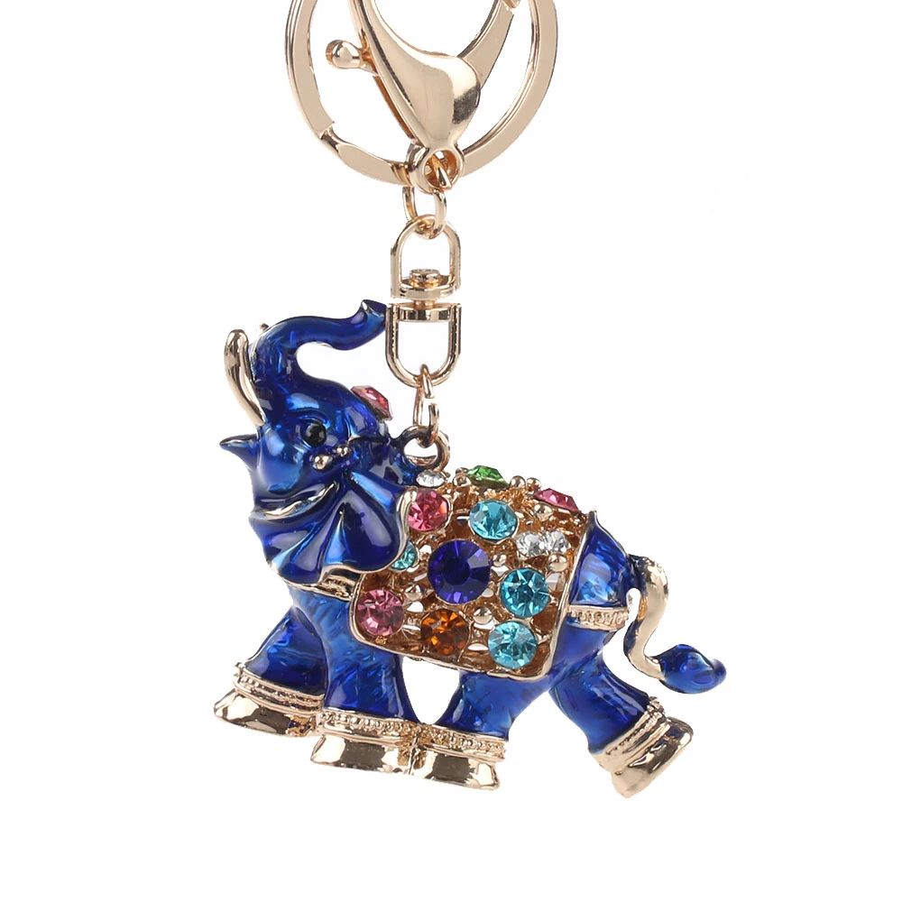 1PC 3D Animal Auspicious Elephant Key Chains Full Colored