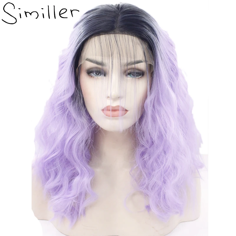 Similler Lace Front Wigs For Women Ombre Color Short Synthetic Wig
