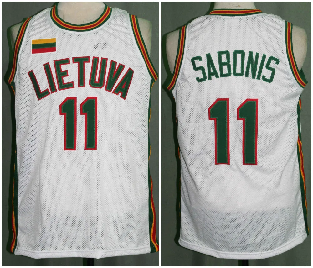 Lietuva Литва #11 Arvydas Sabonis Ретро Баскетбол Джерси мужские сшитые на заказ любой номер
